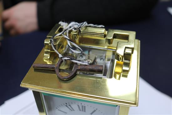 An Edwardian lacquered brass carriage clock, 14.5cm
